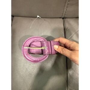 Magid Vintage Purple Crocodile Embossed Genuine Leather Belt Round Buckle Size L